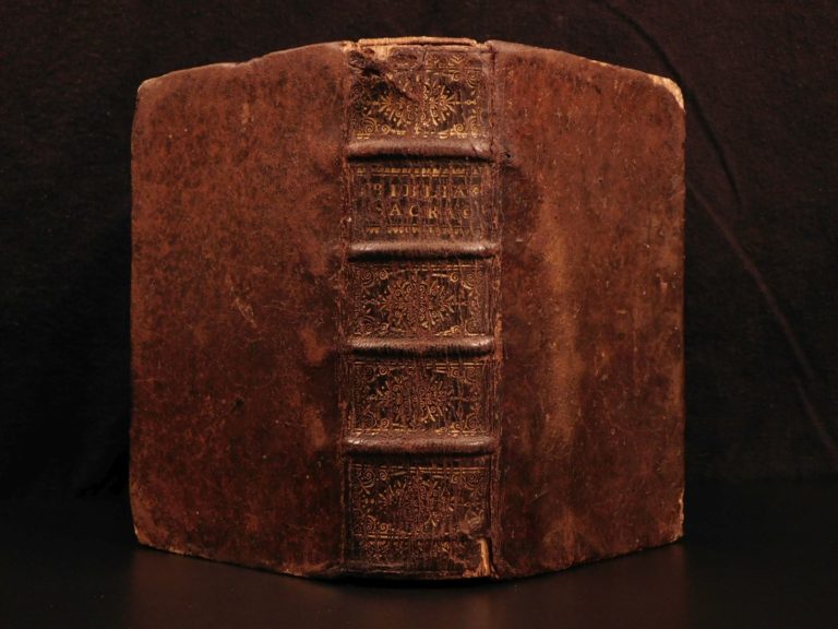 Image of 1664 Biblia Sacra Vulgate Holy BIBLE Lyon Girin & Comba Nicolas Poussin Baroque