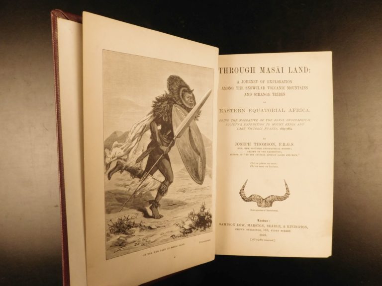Image of 1885 1st ed Through Maasai Land AFRICA Hunting Exploration MAPS Kenya Thomson