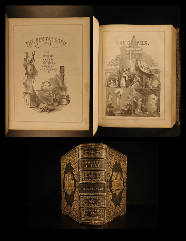 Image of 1865 EXQUISITE BIBLE Civil War English Holy Land MAP Cobbin King James KJV