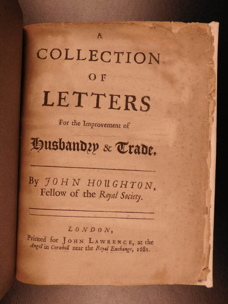 Image of 1681 1st ed Houghton Letters of Husbandry & TRADE England Agriculture Finance
