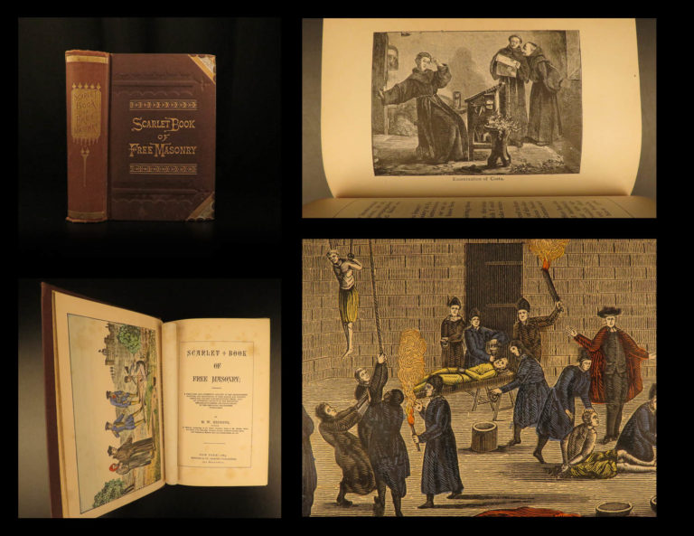 Image of 1880 Scarlet Book of Freemasonry Masonic Illustrated TORTURE Knights Templar