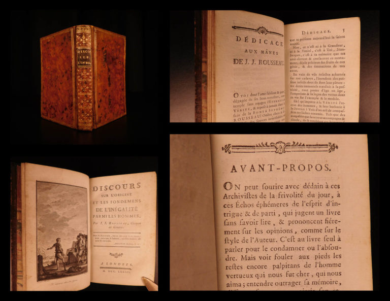 Image of 1782 Rousseau Discourse on Inequality French Philosophy Civil Sociology RARE