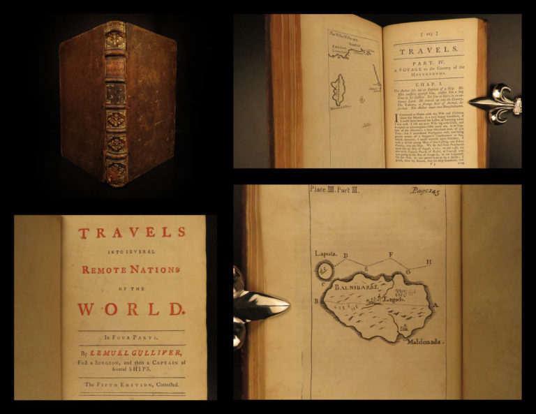 Image of 1747 Gulliver’s Travels Jonathan Swift English Classic Illustrated Maps FAMOUS