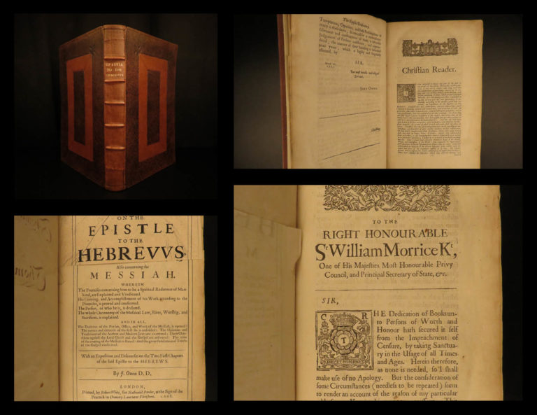 Image of 1668 1ed John Owen Puritan Bible & Commentary Book of Hebrews Ireland Provenance