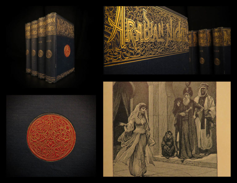 Image of 1890 Arabian Nights Entertainments Scott Illustrated Ali Baba Aladdin 4v SET