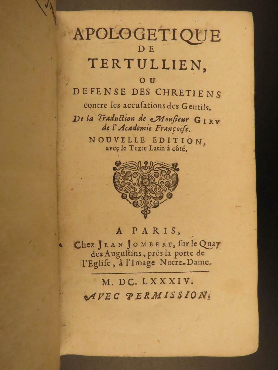 1684 Tertullian Apologetics Early Church Father Pagan Gnosticism Heresy ...