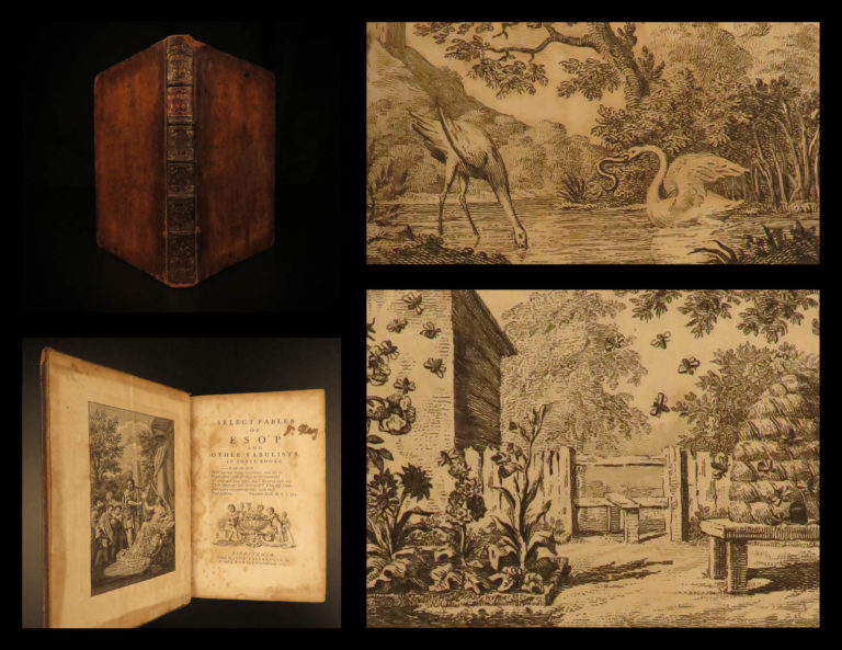 Image of 1764 Aesop’s Fables Mythology English Robert Dodsley Woodcuts Meziriac FAMOUS