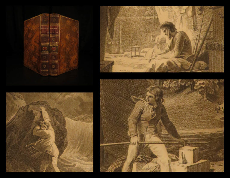 Image of 1790 Robinson Crusoe Defoe Voyages Shipwreck Stothard Illustrated English 2v SET