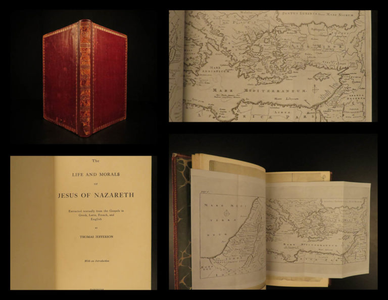 Image of 1904 Thomas Jefferson BIBLE Life of Jesus Nazareth 1st Lithograph ed Americana