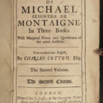 1693 ENGLISH Essays of Montaigne France Renaissance Philosophy Humanism Cotton