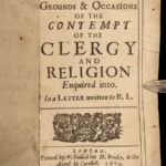 1670 ENGLISH 1ed Contempt of Clergy John Eachard Anglican Church Seething Satire