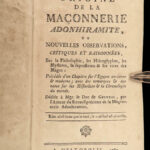 1787 MASONIC Origins of Adonhiramite Freemasonry Rituals Guillemain Maçonnerie