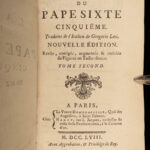 1758 Life of Pope Sixtus V Gregorio Leti Counter Reformation ROME Vatican 2v