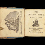 1834 TINY BIBLE Illustrated Children’s Bible Stories RARE Embroidered Miniature