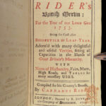 1753 Rider’s British Merlin 1ed Astrology Almanac Weather England ARMY Navy