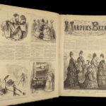 1874 Harper’s Bazar American Fashion Magazine Dresses Clothing Costumes Jewelry