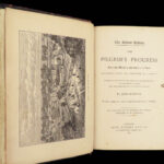 1881 Pilgrim’s Progress Elstow Church Oak Binding John Bunyan Illustrated RARE