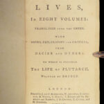 1770 PLUTARCH Parallel Lives ENGLISH Pyrrhus Aristides Cato Dryden 8v SET Illust