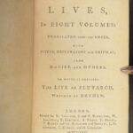 1770 PLUTARCH Parallel Lives ENGLISH Pyrrhus Aristides Cato Dryden 8v SET Illust