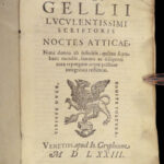 1573 Greek Attic Nights Noctes Atticae ROME Philosophy Aulus Gellius GREECE