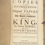 1685 Assassination King Charles II 1ed England Rye House Plot 2in1 Thomas Sprat