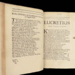 1683 ENGLISH Lucretius Philosophy De Rerum Natura Epicurus FAMOUS Oxford Creech