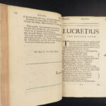 1683 ENGLISH Lucretius Philosophy De Rerum Natura Epicurus FAMOUS Oxford Creech