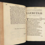 1683 ENGLISH Lucretius Philosophy De Rerum Natura Epicurus FAMOUS Oxford Creech