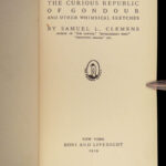 1919 Mark TWAIN True 1st/1st Curious Republic of Gondour Political Satire