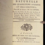 1788 REPTILES 1ed Snakes Lacepede Lizards Crocodiles Turtles Herpetology 4v Set