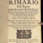 1698 Italian Ruscelli Rimario Ariosto Dante Boccaccio Poems Rhyming Dictionary