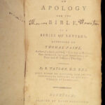 1796 Attack on Age of Reason 1ed Watson Apology for BIBLE Anglican Church PAINE