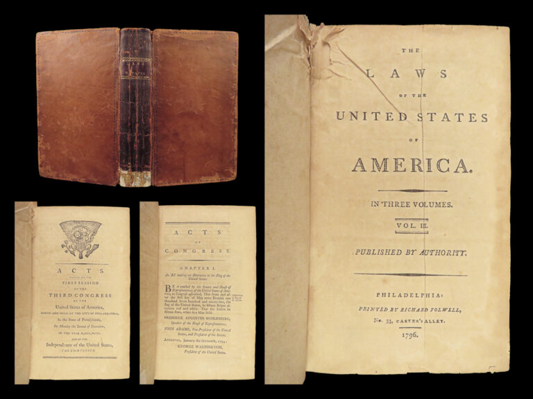 Image of 1796 EARLY USA 1st ed Laws of United States America Flag Congress Politics Taxes