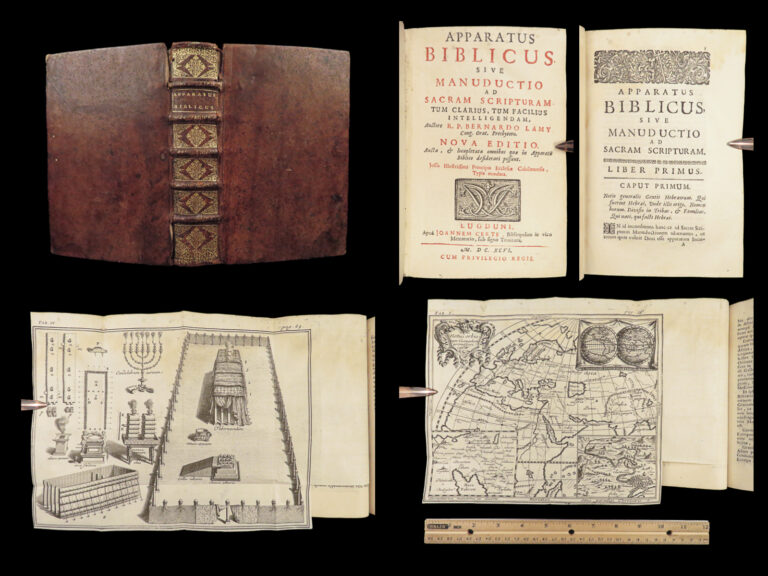 Image of 1696 BIBLE Holy Land MAPS Jewish Temple ART Lamy Jerusalem Israel Judaica Jews