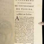 1677 VENICE 1ed Government & Political Criticism Amelot Houssaye Bastille Paris