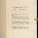 1909 Mark Twain 1st Is Shakespeare Dead? Francis Bacon Authorship Plays English