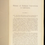 1893 CALIFORNIA 1ed Political Conventions Republican WHIGS Democrats Gold Rush