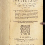 1610 LAW 1ed Justinian Institutes Codex Corpus Juris ROME Marcile Commentary