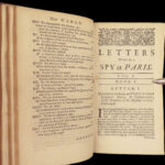 1736 ENGLISH Letters of Turkish SPY by Marana Ottoman Byzantine Political 8v SET