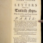 1736 ENGLISH Letters of Turkish SPY by Marana Ottoman Byzantine Political 8v SET