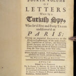 1736 ENGLISH Letters of Turkish SPY by Marana Ottoman Byzantine Political 8v SET