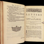 1736 ENGLISH Letters of Turkish SPY by Marana Ottoman Byzantine Political 8v SET