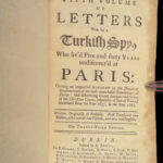 1736 ENGLISH Letters of Turkish SPY by Marana Ottoman Byzantine Political 8v SET