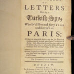 1736 ENGLISH Letters of Turkish SPY by Marana Ottoman Byzantine Political 8v SET