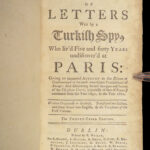 1736 ENGLISH Letters of Turkish SPY by Marana Ottoman Byzantine Political 8v SET