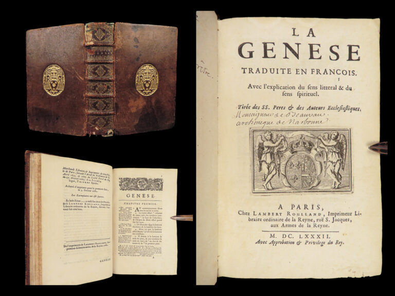 Image of 1682 BIBLE Genesis 1ed Old Testament ROYAL ARMS Narbonne Archbishop PROVENANCE