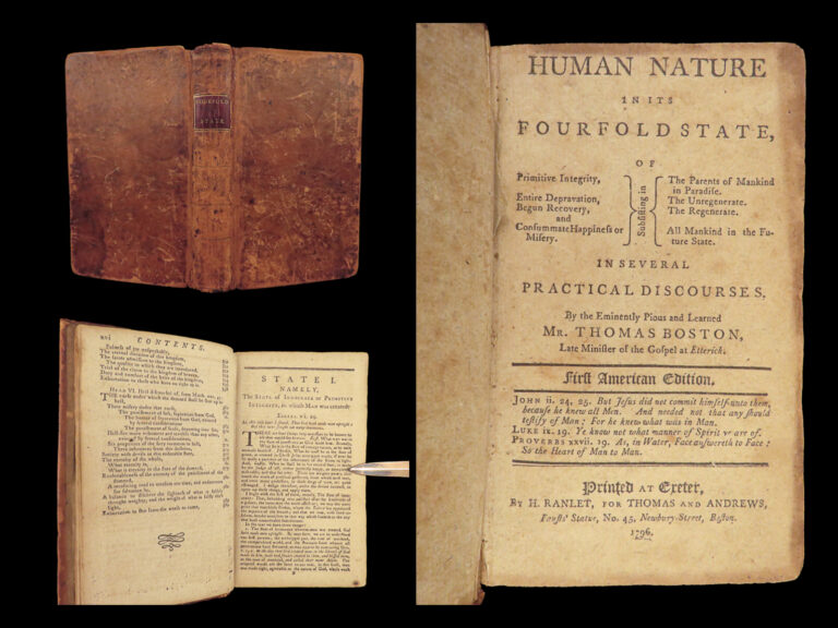 Image of 1796 Human Nature 1st US ed Scottish Thomas Boston Presbyterian Calvinism Exeter