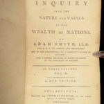 1789 Wealth of Nations 1st US ed Adam Smith Economics Industrial Rev Capitalism