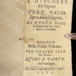 1587 Torquato TASSO 1ed Dialogues Tuscan Poetry Italian Court Secretary Dialoghi