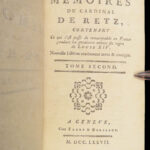 1777 LOUIS XIV Memoirs of Cardinal Retz Catholic Church French Wars Politics 4v